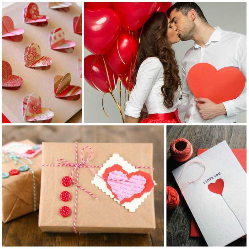 девушка целует парня держа в руках подарок на год отношений